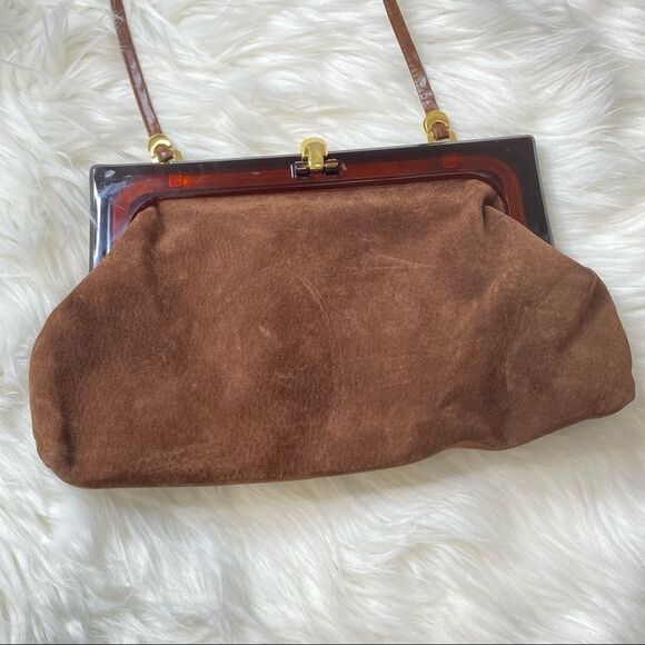 VINTAGE Italy Tortoise Shell Leather bag Purse - Picture 3 of 11